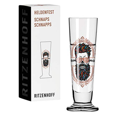 Ritzenhoff 1068240 Schnaps-Glas ml – Serie Heldenfest, Motiv Nr. 4 – Hipster – rund und mehrfarbig – Made in Germany im Sale
